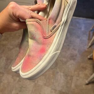 Vans Pastel Pink and Cream Slip-On Shoes